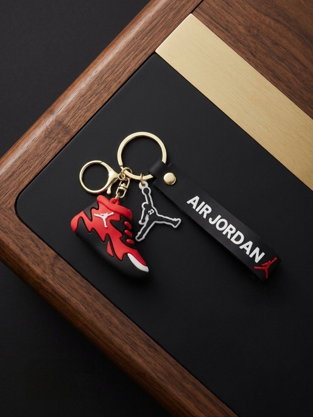 Jordan Red & Black Sneaker Keychain with Strap